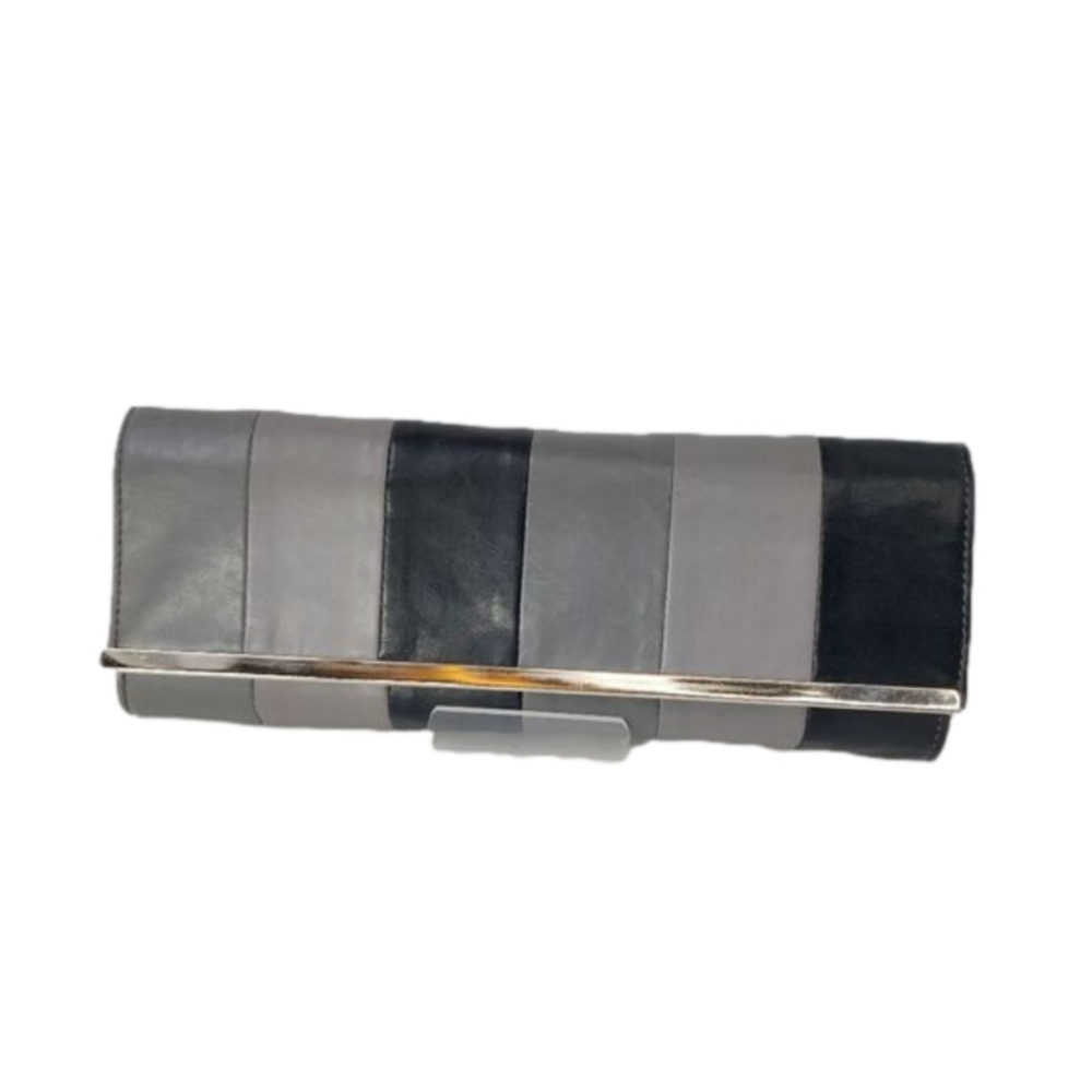 Bonita Clutch Bag Black and Gray Wide Stripe Color Block Wallet